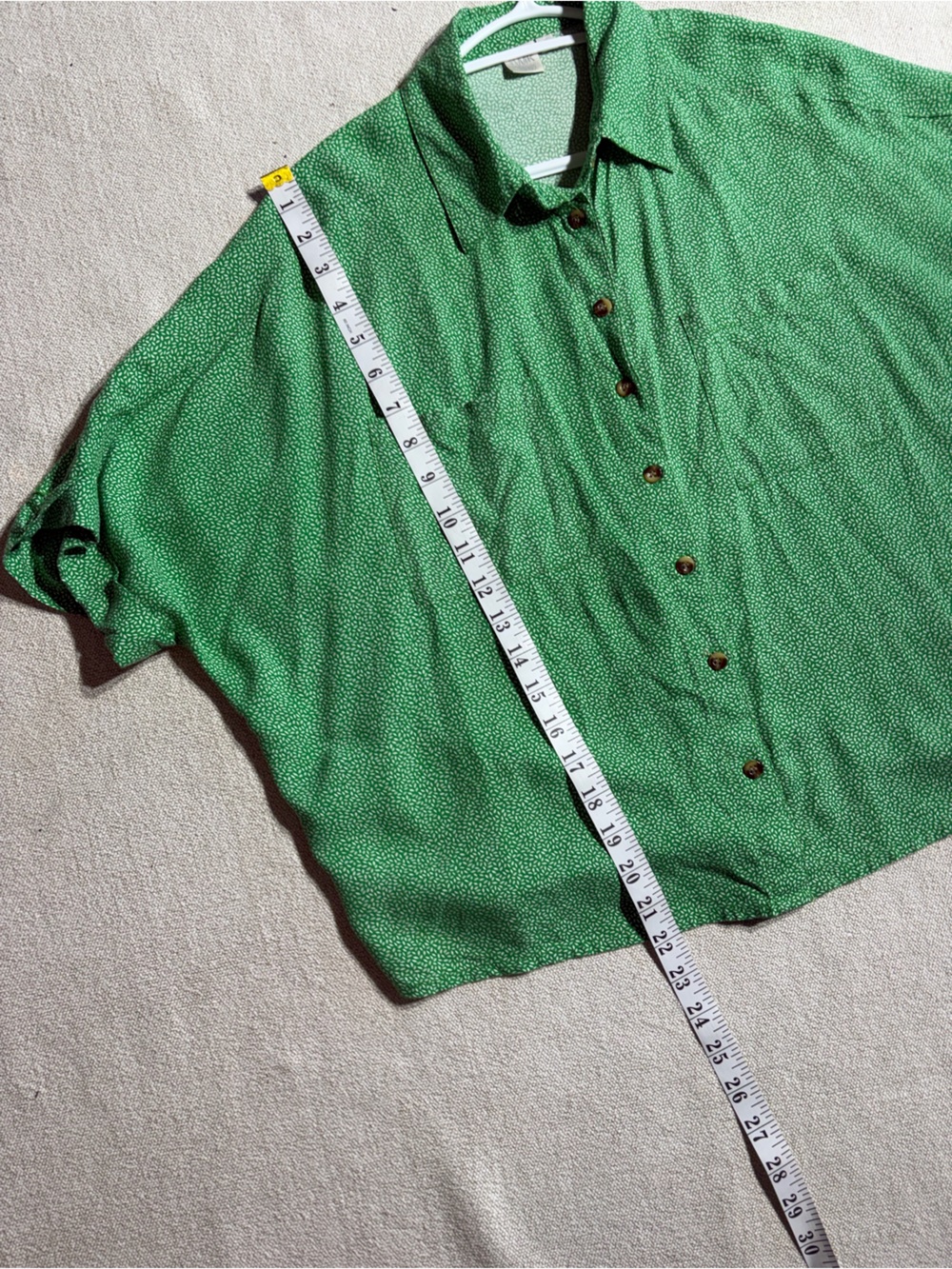 twik Flowy Lightweight Green Button-Down Dolman Boxy Button Down Shirt - Picture 3 of 7